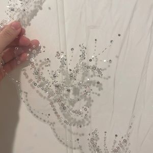 David’s Bridal - bead and sequin scalloped hem fingertip veil